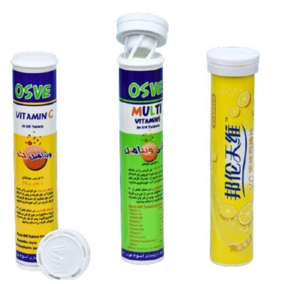 comprar Botalhas de comprimidos de vitaminas efervescentes em plástico branco com tampa em espiral e dessecante Fabricação em linha