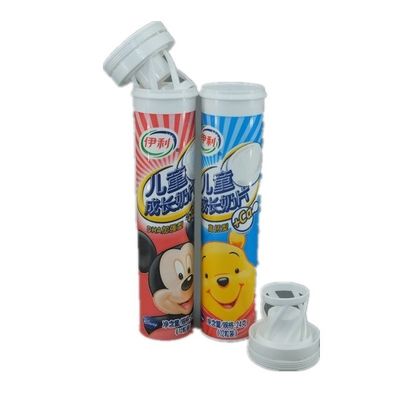comprar Tubos de plástico à prova de crianças impressos sob medida para embalagens longas de comprimidos efervescentes brancos Fabricação em linha
