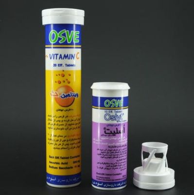 Food Grade PP Plastic Effervescent Tablet Tube with Desiccant Cover and Custom Print
