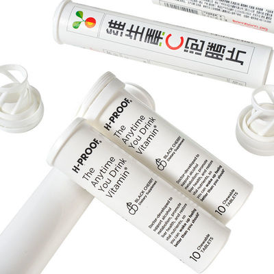 comprar OEM Efervescente Tablet Container Branco Impressão Direita Custom Tube com Cap Desicante Fabricação em linha