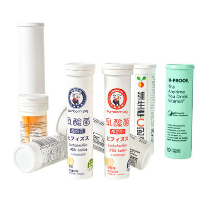 comprar Tubos de comprimidos efervescentes de PP branco com rolha de dessicante para embalagens de pílulas de vitaminas Fabricação em linha