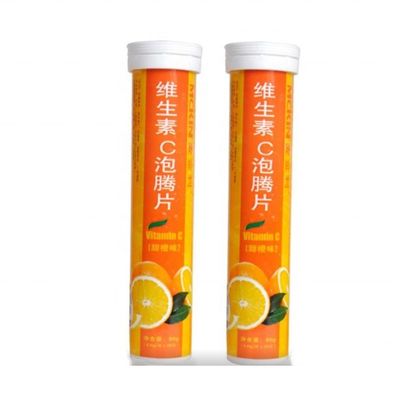 VC Effervescente comprimidos Twist Lock plástico tubo vazio para logotipo personalizado e biodegradável