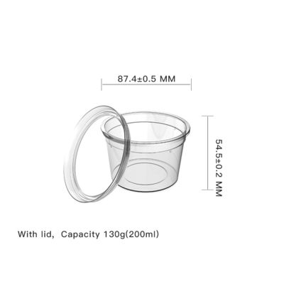 130g PP Clear Cup Single Wall Injection Molding com tampa ecológica e reciclável